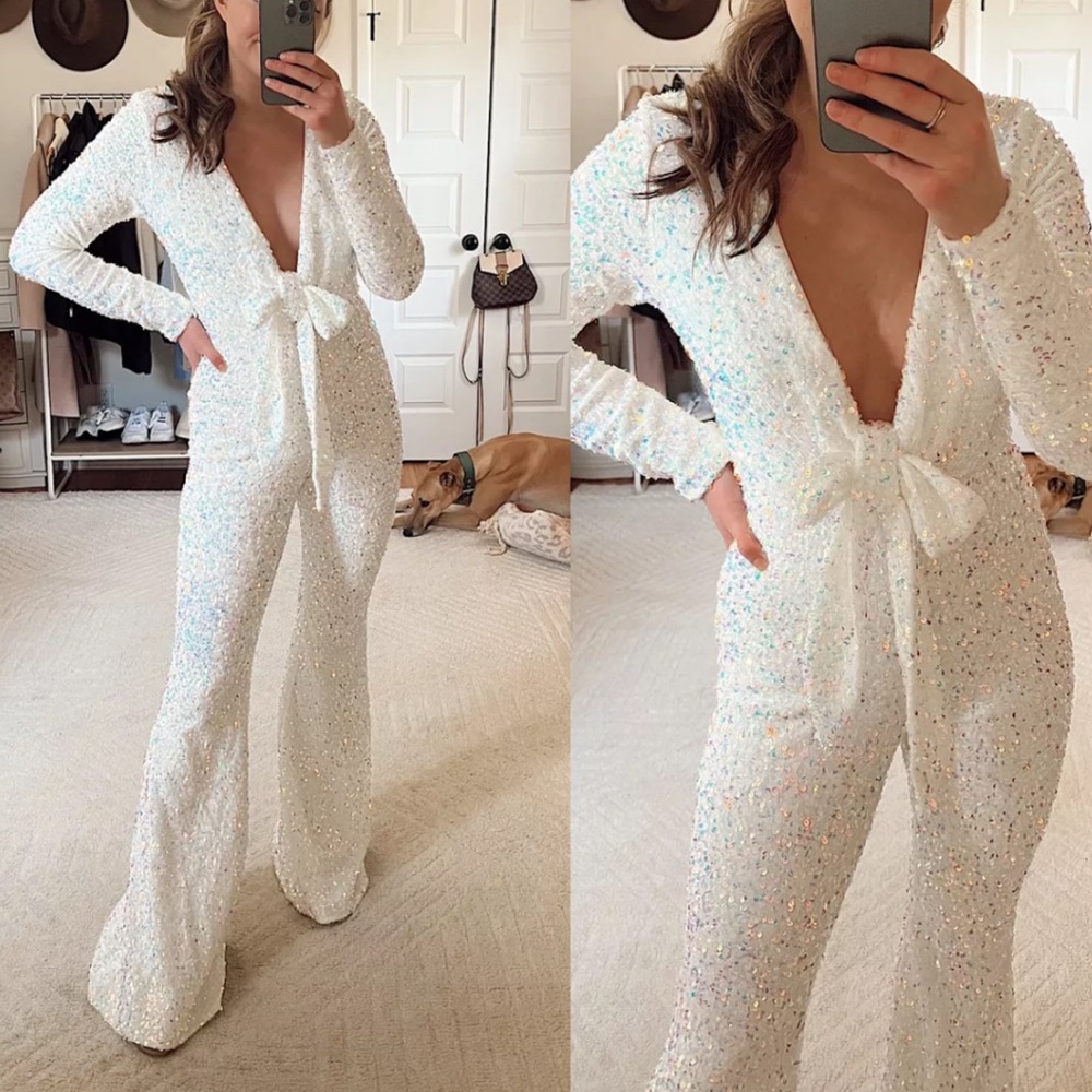 Show Me Your MuMu Martina Wrap Sequin Jumpsuit